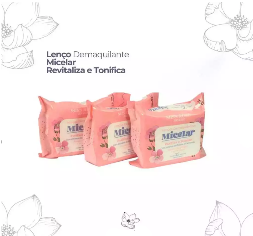 LENÇO DEMAQUILANTE MICELAR - MISS ROSE - Imagem 2