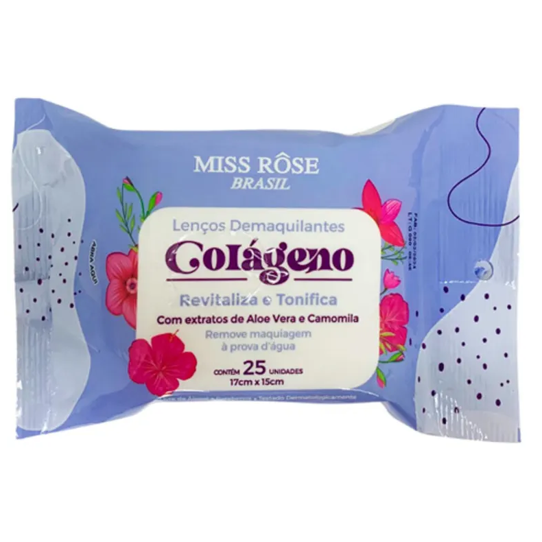 LENÇO DEMAQUILANTE COLÁGENO - MISS ROSE