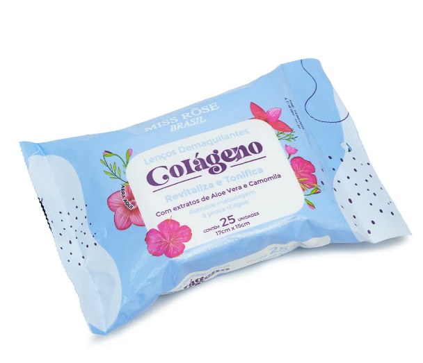 LENÇO DEMAQUILANTE COLÁGENO - MISS ROSE - Imagem 2