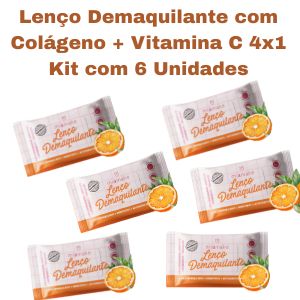 KIT LENÇOS DEMAQUILANTE COLAGENO + VITAMINA C 4X1 (KIT COM 6 UNIDADES ) - MIAMAKE