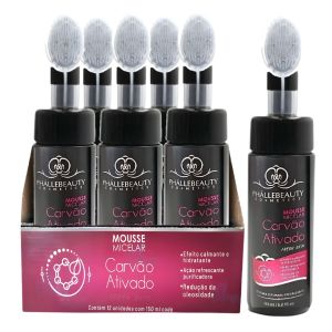BOX MOUSSE MICELAR CARVÃO ATIVADO 150ML ( BOX COM 12 UNIDADES ) PHALLEBEAUTY