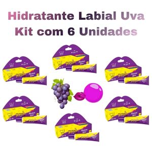 KIT HIDRATANTE LABIAL BABASOUL UVA ( KIT COM 6 UNIDADES ) - SOUL