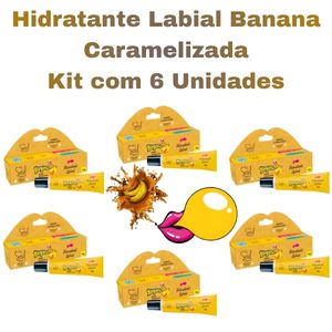KIT HIDRATANTE LABIAL BABASOUL BANANA CARAMELIZADA ( KIT COM 6 UNIDADES ) - SOUL